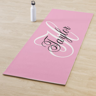 Tapis De Yoga Noir et blanc Fatigue Monogramme rose