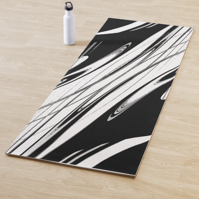 Tapis De Yoga Noir et blanc moderne (En situation)