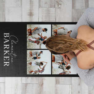 Tapis De Yoga Noir moderne minimaliste élégant collage photo mul