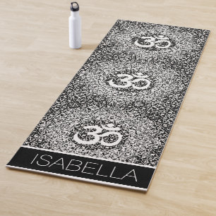 Tapis De Yoga Noir personnalisé noir et blanc Om Mandala Yoga