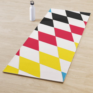 Tapis De Yoga Noir rouge jaune Bavaria Motif Drapeau Diamant