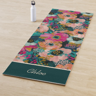 Tapis De Yoga Nom aquarelle florale