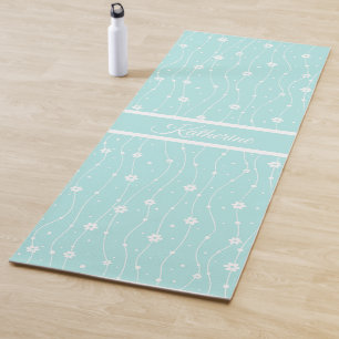 Tapis De Yoga Nom de script floral en vert menthe fantaisiste Da
