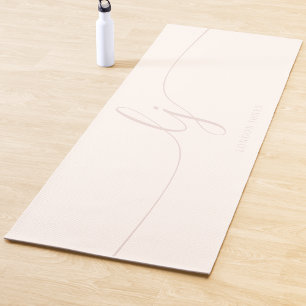 Tapis De Yoga Nom de signature Calligraphie simple Ivoire Blush