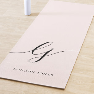 Tapis De Yoga Nom de signature Simple Calligraphie Blush Pink