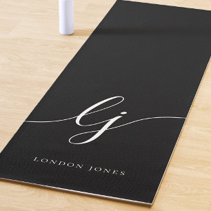 Tapis De Yoga Nom de signature Simple Calligraphie Noir