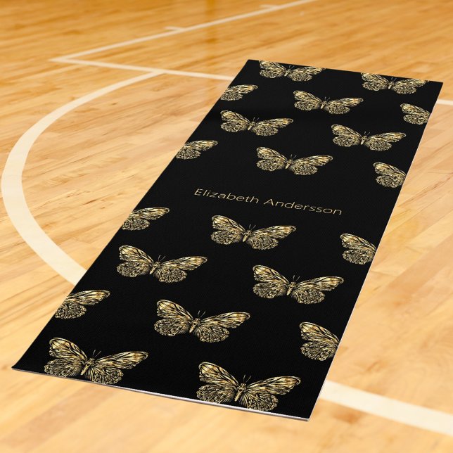 Tapis De Yoga Nom des papillons en or noir (Créateur téléchargé)