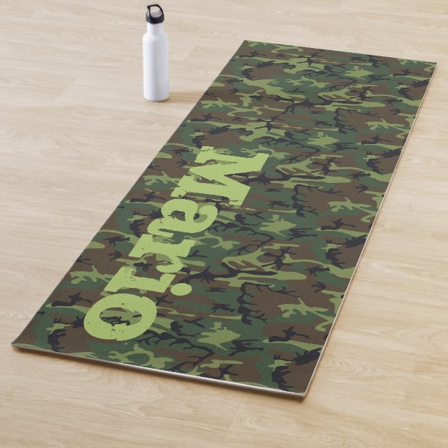 Tapis De Yoga Nom du monogramme Camouflage Armée Vétéran Yoga Ma (En situation)