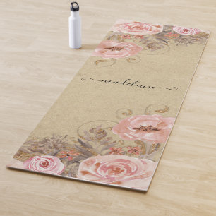Tapis De Yoga Nom du script flou flou de couleur d'eau Russe Kra