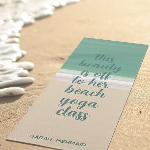 Tapis De Yoga Nom du studio personnalisé Turquoise Ocean Beach
