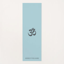 Tapis De Yoga Nom élégant Monogramme Om Symbole Bleu brillant