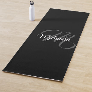 Tapis De Yoga Nom initial de monogramme moderne minimaliste