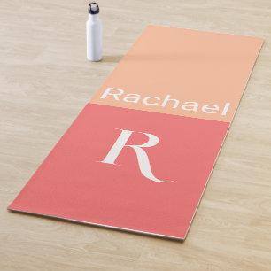 Tapis De Yoga Nom monogramme simple Typographie Peach