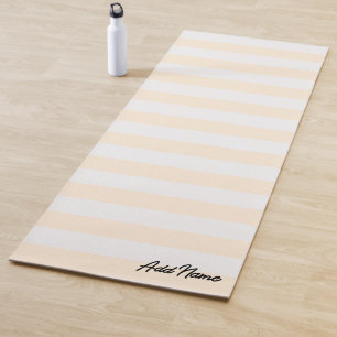 Tapis De Yoga Nom personnalisé beige et blanc