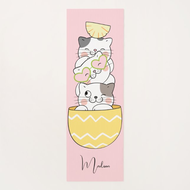 Tapis De Yoga Nom personnalisé Cute Kittens (Dos)