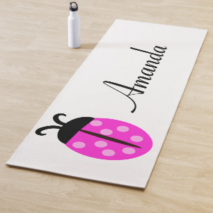 Tapis De Yoga Nom personnalisé de Ladybug rose