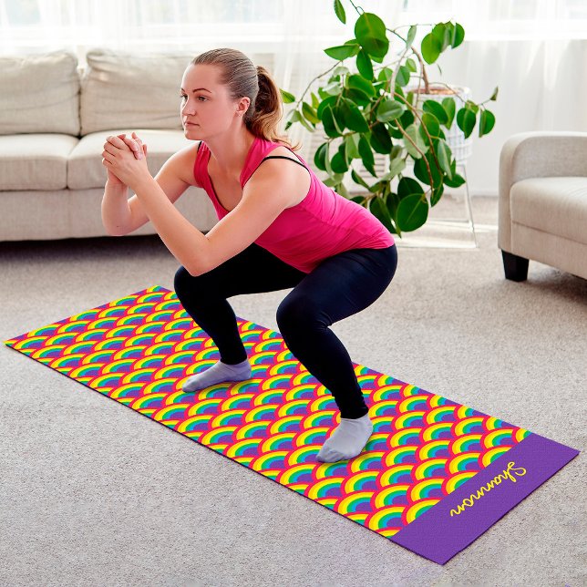 Tapis De Yoga Nom personnalisé de l'échelle de sirène arc-en-cie (Créateur téléchargé)