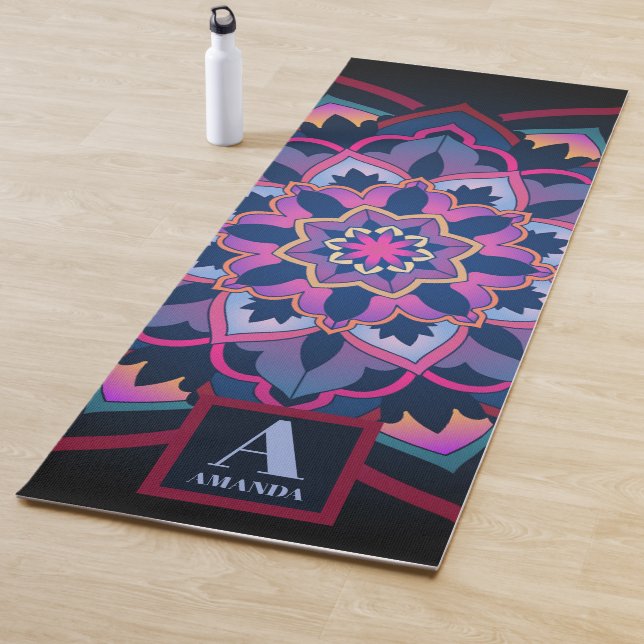 Tapis De Yoga nom personnalisé du motif circulaire mandala (En situation)
