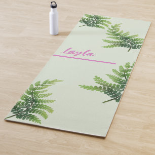 Tapis De Yoga Nom personnalisé Green Jungle Feuilles naturels Yo