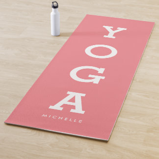 Tapis De Yoga Nom personnalisé moderne corail rose couleur solid