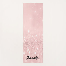 Tapis De Yoga Nom personnalisé Rose Parties scintillant rose fil