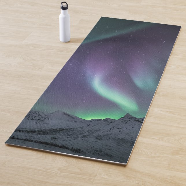 Tapis De Yoga Northern Lights Mountain Nature Photo (En situation)