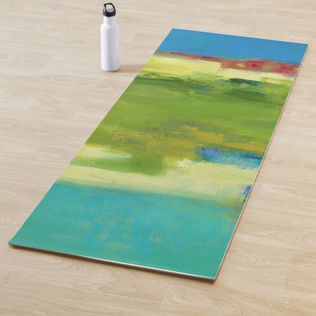 Tapis De Yoga Notes de champ - Art vert Abstrait (En situation)
