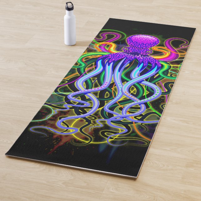 Tapis De Yoga Octopus Luminescence psychédélique (En situation)