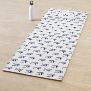 Tapis De Yoga Oeil spirituel d'Horus Bleu Blanc Motif