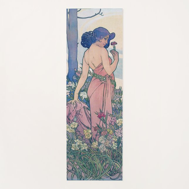 Tapis De Yoga Œillet (Quatre Fleurs), Alphonse Mucha (Devant)