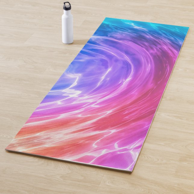 Tapis De Yoga Oeuvre Abstraite Blue Rose Purple Liquid | (En situation)