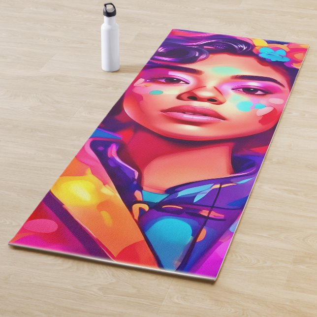 Tapis De Yoga Oeuvre numérique Funky Lady (En situation)