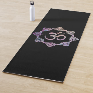 Tapis De Yoga Ohm symbole avec mandala, édition noire