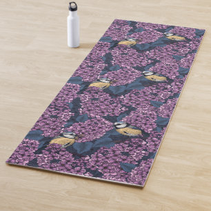 Tapis De Yoga Oiseaux dans le jardin violet lilas