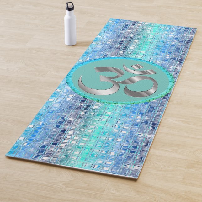 Tapis De Yoga OM Symbole bleu brillant carreaux de rêve Yoga Mat (En situation)