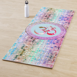 Tapis De Yoga OM Symbole Shimmery Rainbow Tiles Yoga Mat