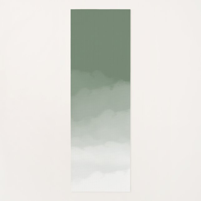Tapis De Yoga Ombre d'aquarelle verte Sage (vert sauge/blanc) (Devant)