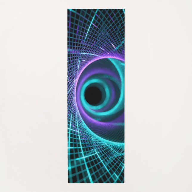 Tapis De Yoga Ondes fractales Abstraites en turquoise et violet (Devant)