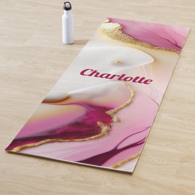 Tapis De Yoga Or rose Fuchsia (En situation)