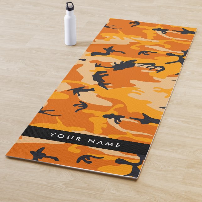 Tapis De Yoga Orange Camouflage Votre nom Personnalisez (En situation)