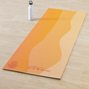 Tapis De Yoga Orange Waves Simple Red Hamsa Personnalisé