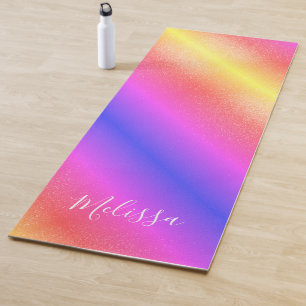 Tapis De Yoga Paillettes arc-en-ciel personnalisées