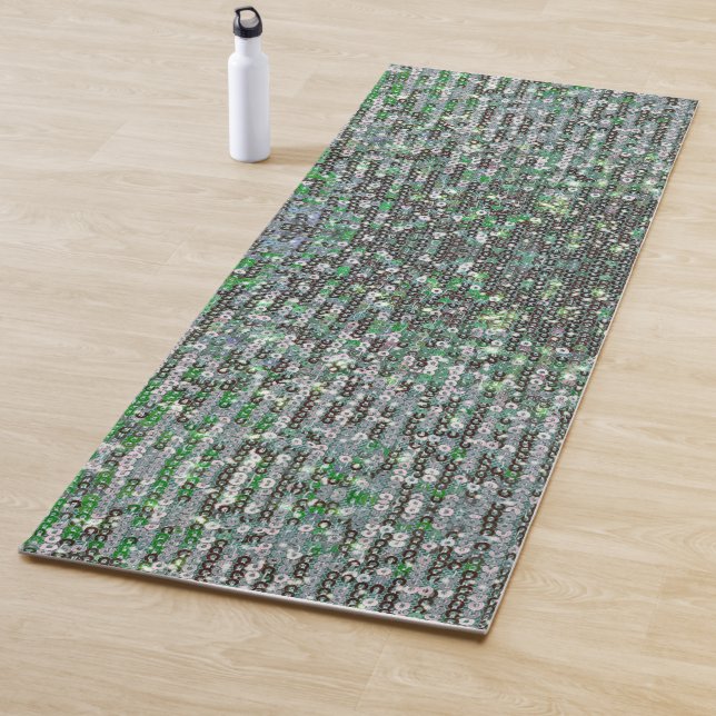 Tapis De Yoga Paillettes de parties scintillant émeraude vert (En situation)