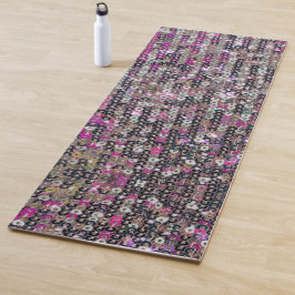 Tapis De Yoga Paillettes en argent rose | motif étincelant