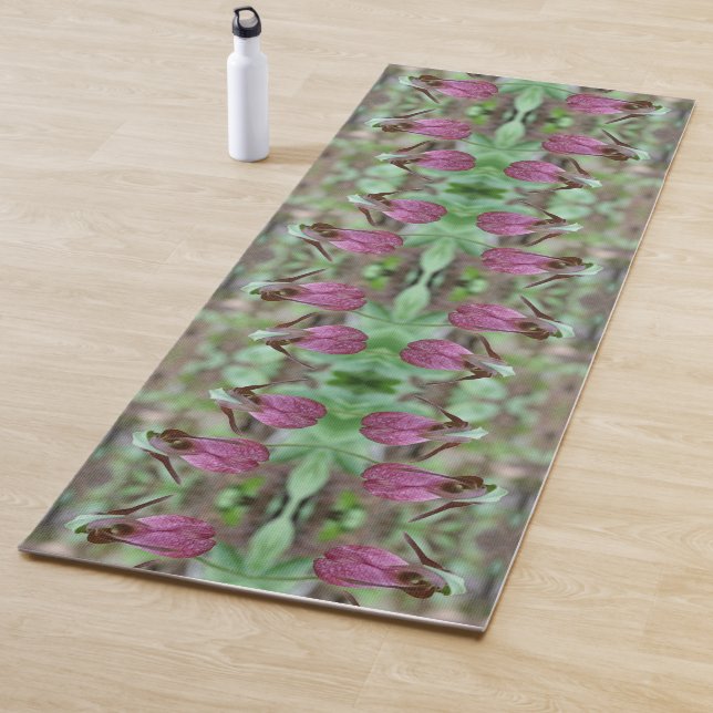 Tapis De Yoga Paire Abstraite Pink Lady Slipper Orchid (En situation)