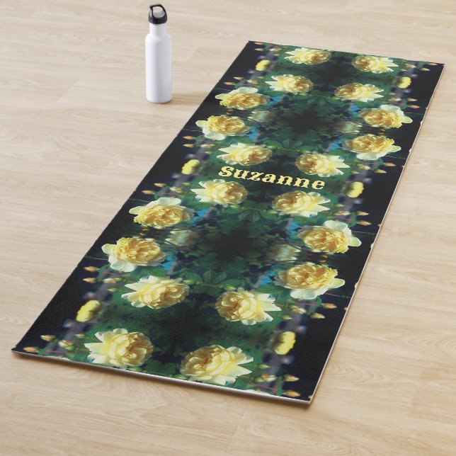 Tapis De Yoga Paire de fleurs de rose jaune Abstraite personnali (En situation)