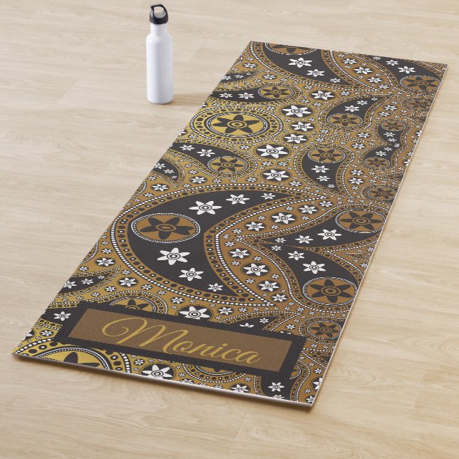 Tapis De Yoga Paisley céleste Floral Nom personnalisé (En situation)