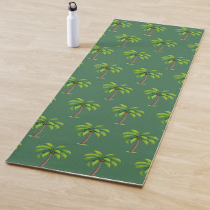 Tapis De Yoga Palmiers botaniques modernes d'été sur fond vert