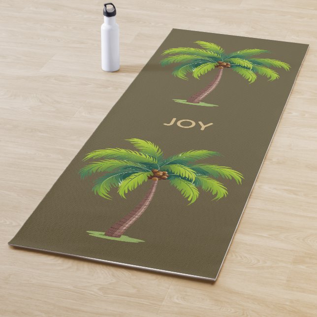 Tapis De Yoga Palmiers botaniques modernes sur Brown Personnalis (En situation)