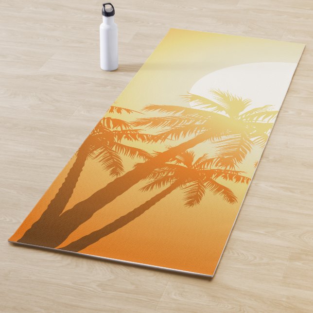 Tapis De Yoga Palmiers tropicaux au coucher du soleil (En situation)